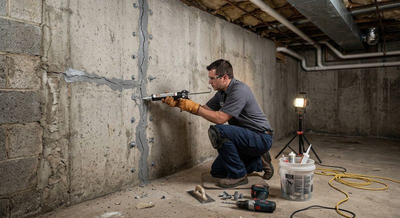 Basement Crack Repair in East Hartford, CT