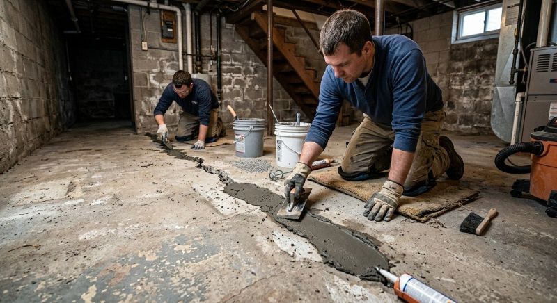 Cracked Basement Floor Repair in East Hartford, CT