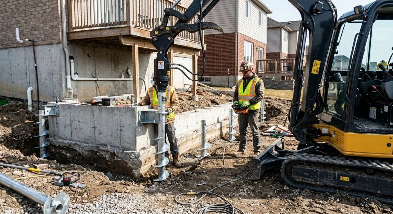 Helical Piers Installation in East Hartford, CT