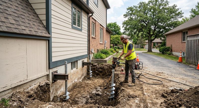 Helical Piers Installation in East Hartford, CT